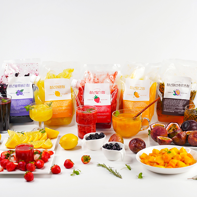 자일로스 과일청 딸기 레몬 패션후르츠 망고 블루베리 1kg 500g